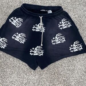 Hellstar Ed Hardy Black Skull Print Men's Shorts